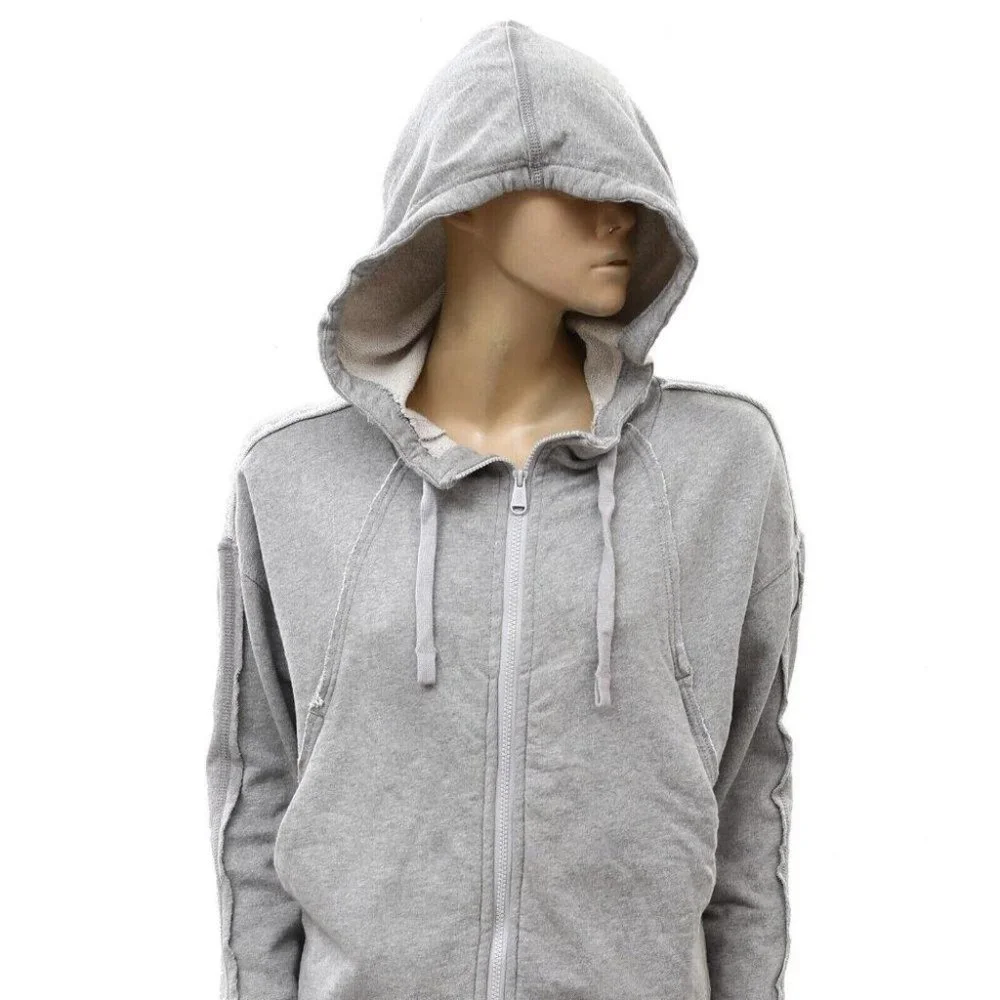 Free People Light Gray Zip Hoodie with Purple Tank and White Cap